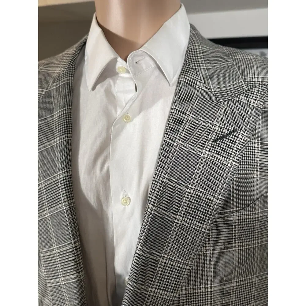 Tom Ford Houndstooth Wool Silk Peak Lapel 2Pc Suit 54R 44R US 38x30 Trousers